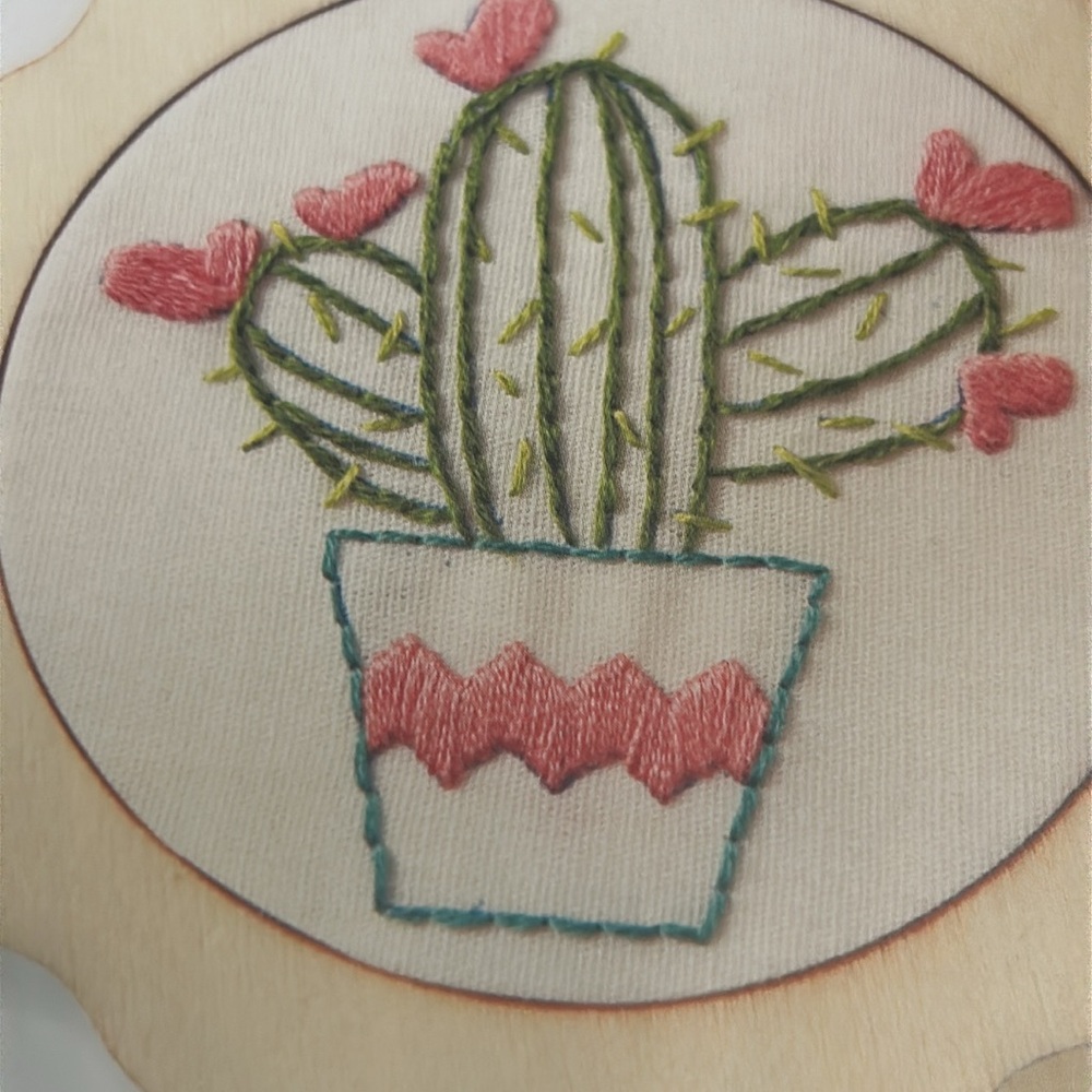 💕 Bucilla My 1st Stitch Cactus Embroidery Kit With Pink and Green Threads New - Picture 3 of 10